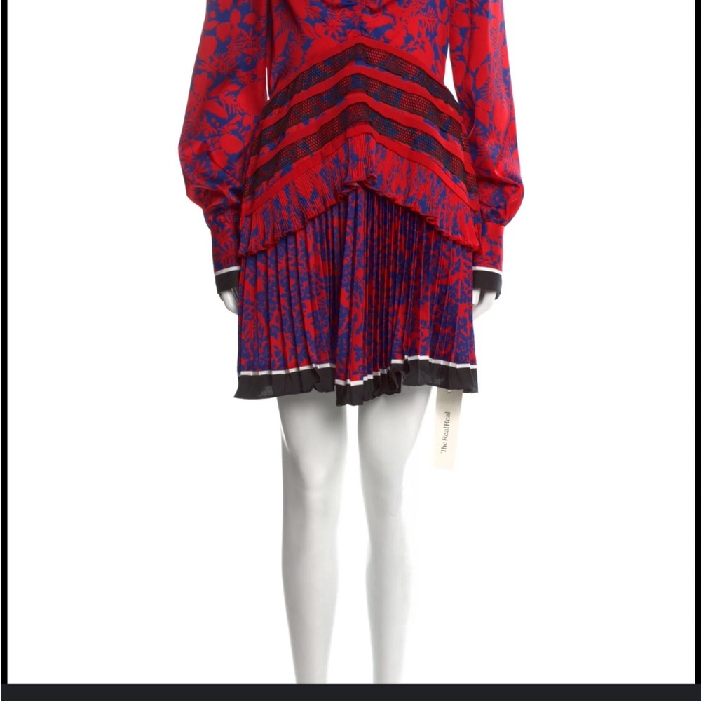Self-Portrait Red and Blue Mini Dress